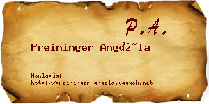 Preininger Angéla névjegykártya